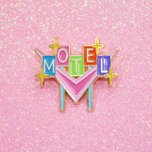 Load image into Gallery viewer, Retro Vintage Motel Neon Sign Enamel Pin by Merch Motel